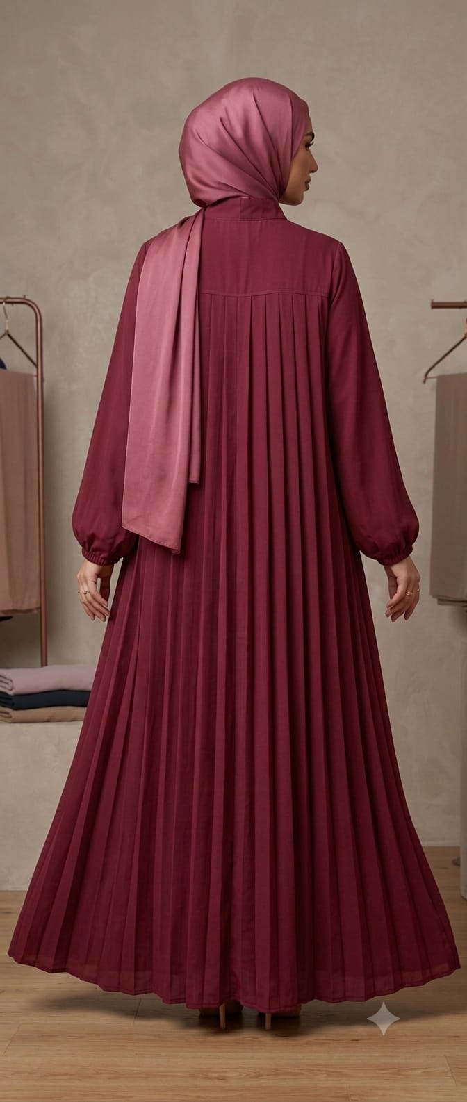 Pleated Button-Front Abaya
