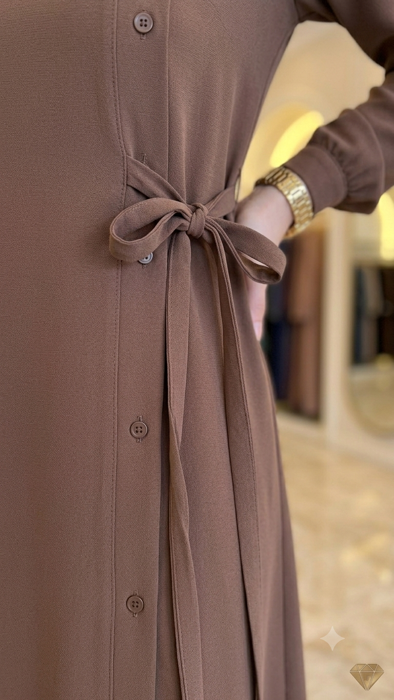 Premium Mocha Side-Tie Modest Abaya