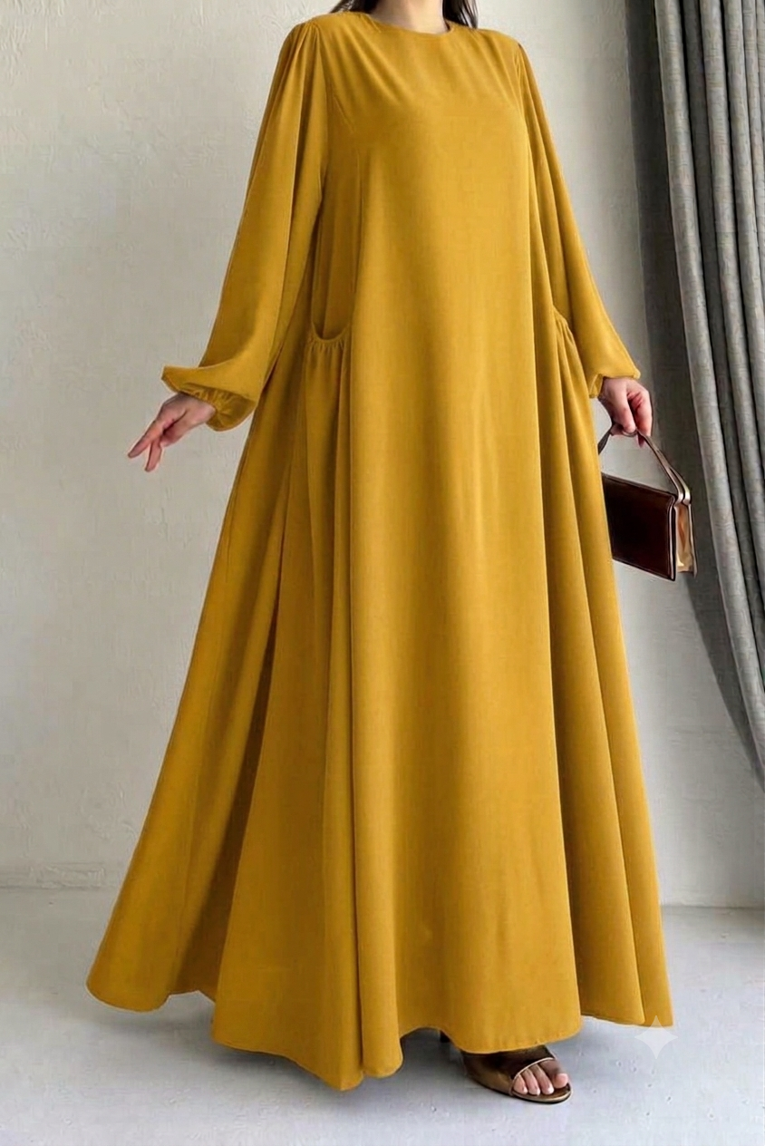 Mustard Modest Maxi Abaya